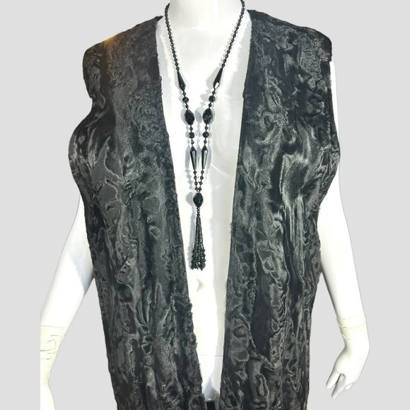 VINTAGE 80s' LOUIS-GUY GIROUX SUEDE/LEATHER/ASTRAKHAN FUR VEST & COAT (SZ 12) - Picture 7 of 16